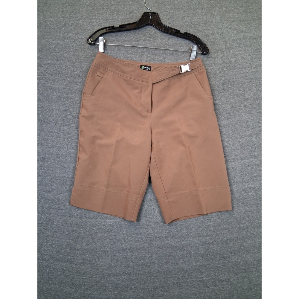 Swing Womens Shorts 4 Brown Tan Bermuda Golf Short Stretch Performance Resort